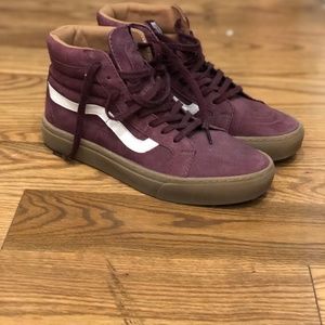 Burgundy High Top Vans Suede Women's 9